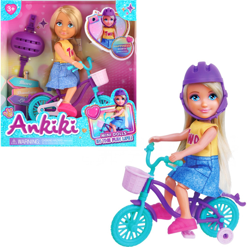 LALKA DZIEWCZYNKA Z KASKIEM NA ROWERZE