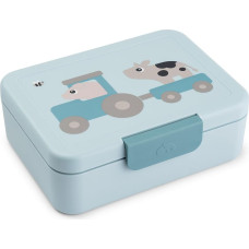 Done By Deer Lunch box w/divider Tiny farm Blue