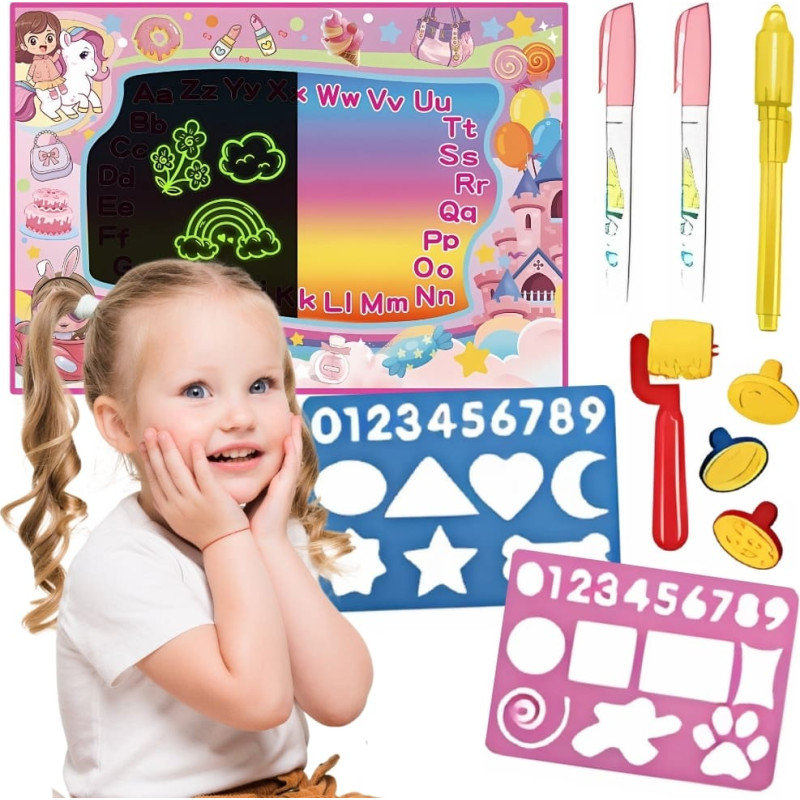 Woopie Mata Wodna do Malowania 2w1 XXL 100x70cm Świeci w Ciemności