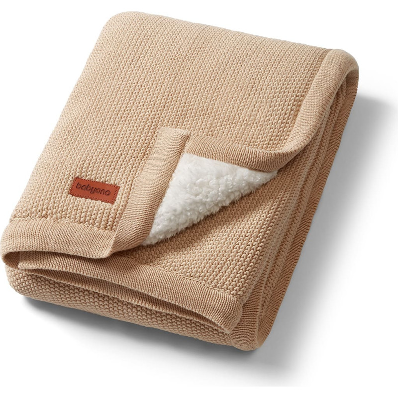 Babyono cotton blanket with fleecing lining beige 1659/012