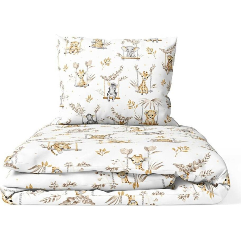 Ankras Cover set -  2 pcs - 135x100, 40x60 - ZWIERZĘTA na HUŚDAWKACH - BEIGE