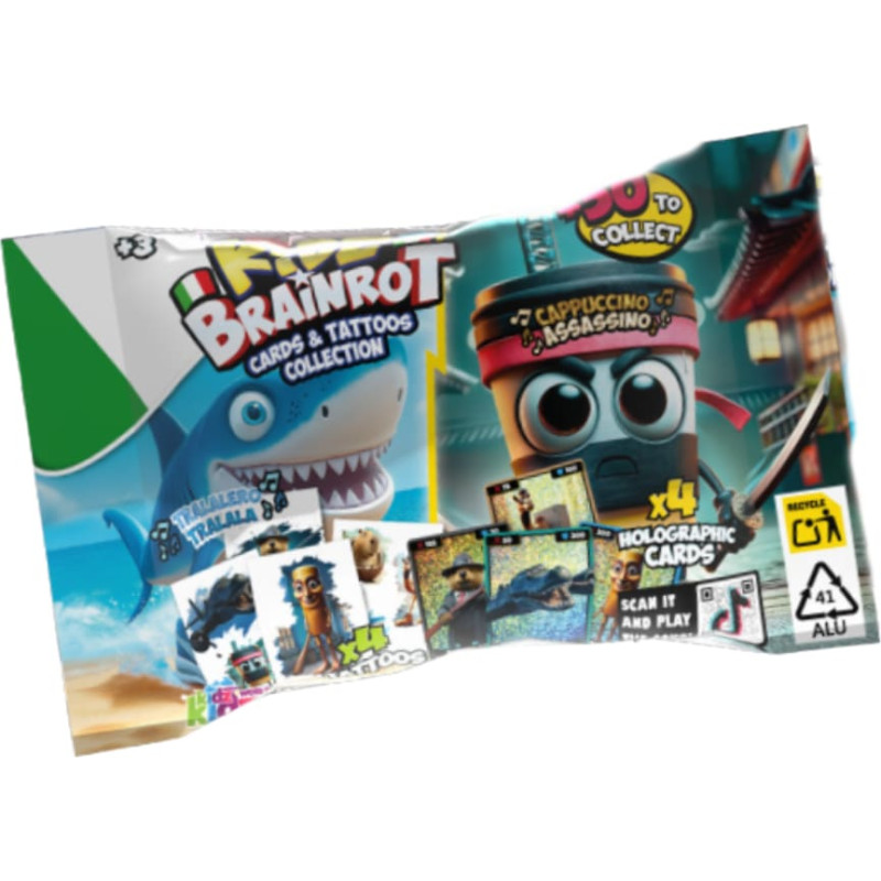 Brainrot holographic cards with tattoos, K02BRO03