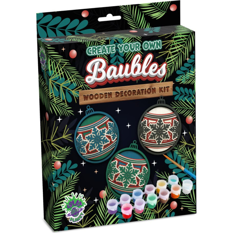 Splat Planet 3D wood art, Baubles
