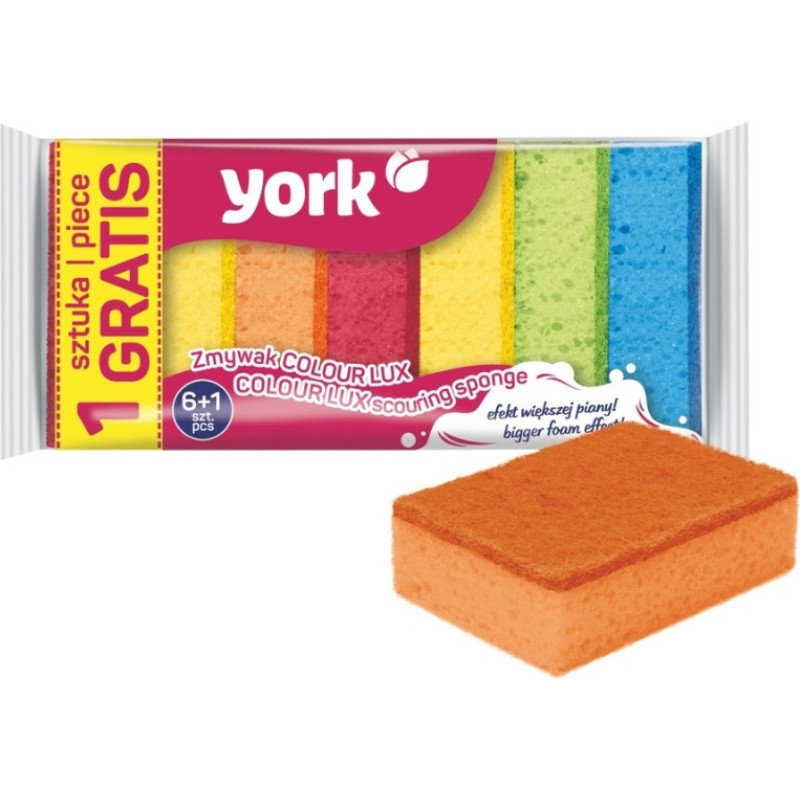 York Губка для мытья посуды COLOUR LUX 6+1 шт.