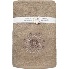 RĘCZNIK KPL.MARIBELLA 3 SZT./30X50/50X100/70X140/ FROTTE HAFT 002 SŁONECZNIK JASNY BEŻ