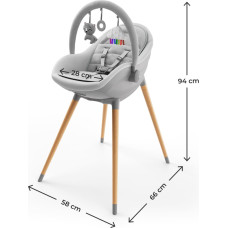 Стульчик для кормления Kinderkraft 2 в 1 FINI UP, серый