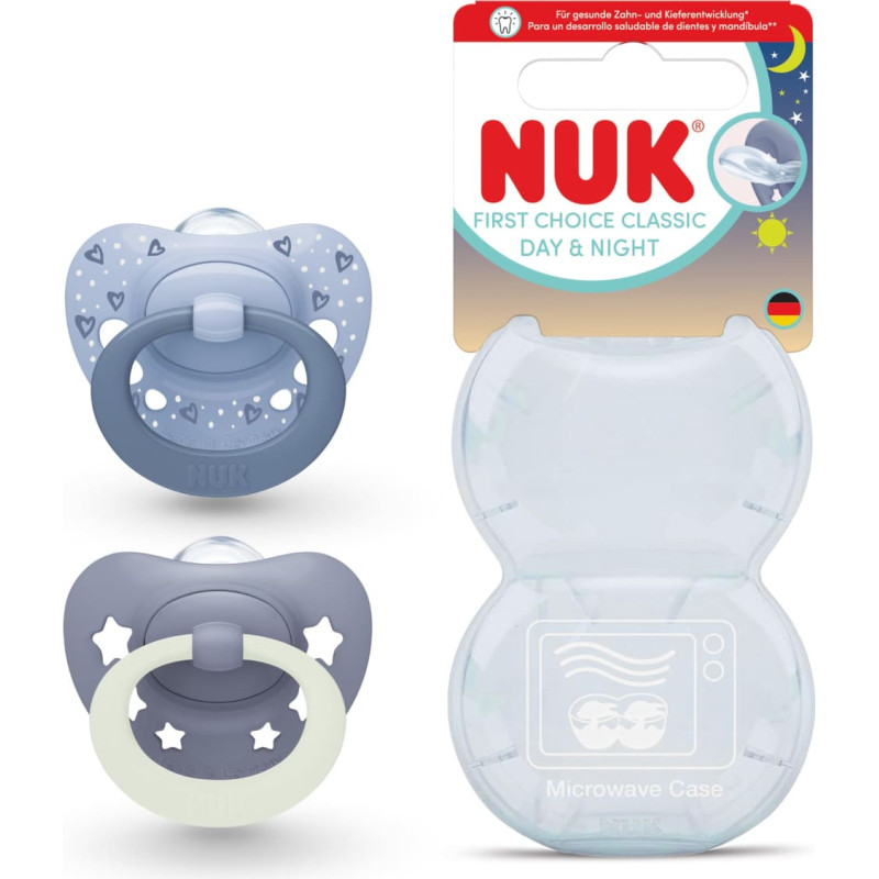 NUK 10175396 First Choice пустышки SI1 CLASSIC D&N BLUE 2 шт. 0-6m