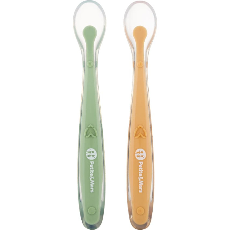 Petite&Mars 728125 Zestaw 2 silikonowych łyżeczek z etui Take&Match