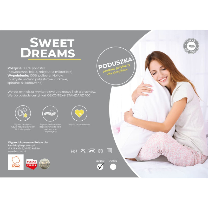 PILLOW 40X40 QUILTED MIC. SWEET DREAMS