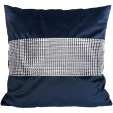 CUSHION COVER 40X40CM RHINESTONES P4040/CYR/GR VELVET NAVY BLUE