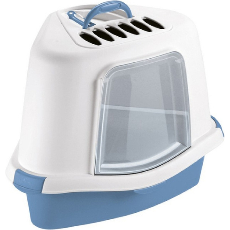 Stefanplast Туалет для кошек Sprint Corner Plus 56x40x40 см синий/белый