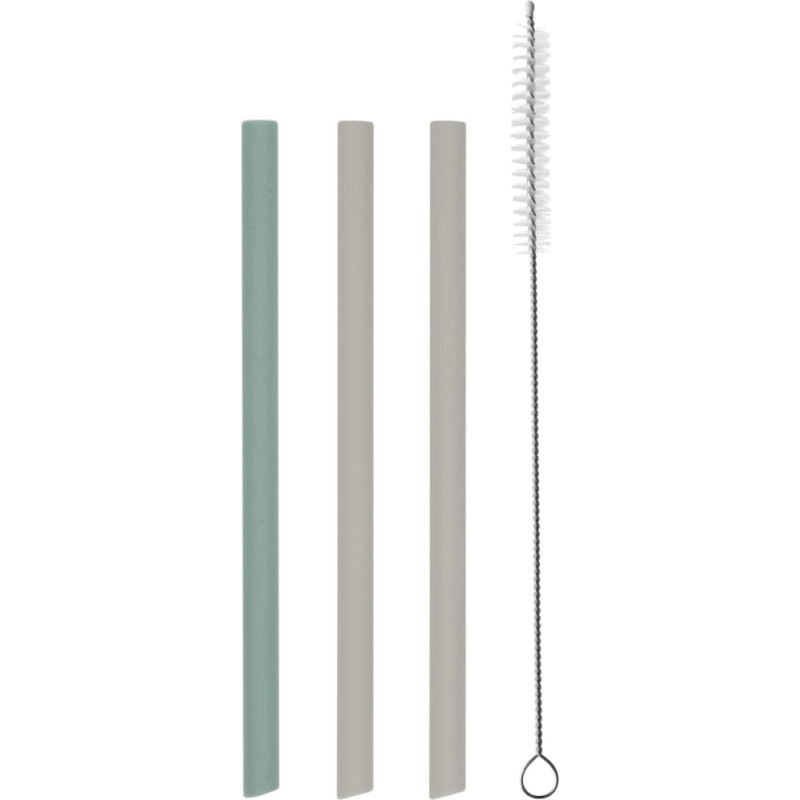 Straw set 3 pcs Platinum Silicone Sage