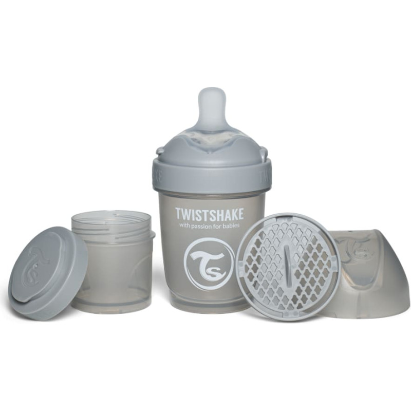 Twistshake Pro Double Anti-Colic Feeding Bottle 180ml Pastel Grey 79010