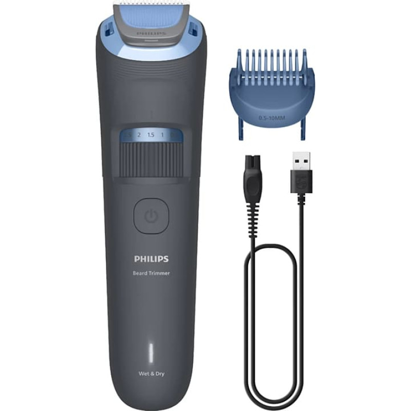 Триммер для бороды Philips Series 3000, серый с синим — BT3617/15