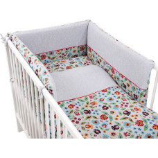 Cebababy patalynė 3 dalių gėlytės-pilka, Jersey kolekcija