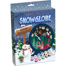 Splat Planet 3D wood art, Snow globe