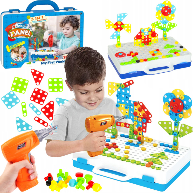 TABLICA, KSZTAŁTY, ŚRUBKI, WKRĘTARKA