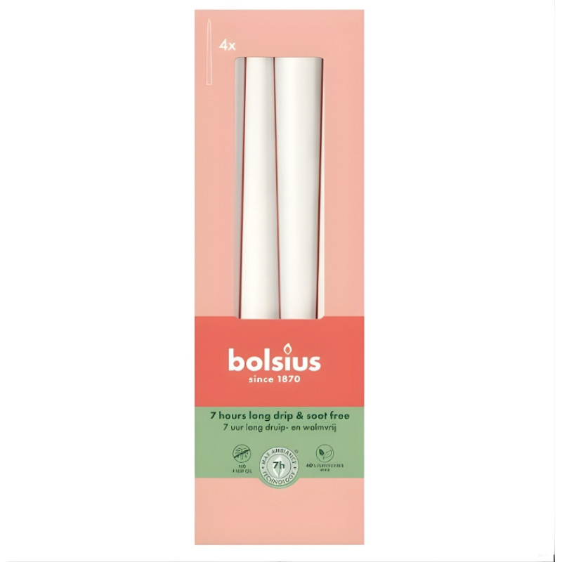 Bolsius Свечи настольные 4 шт. коробка 245/24мм белые