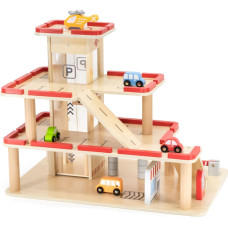 Viga Drewniany Parking dla Samochodzików z Windą 4 Autka Helikopter