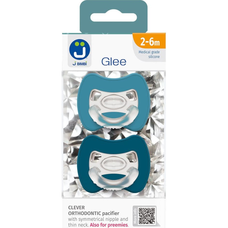 2-pack. Smart pacifiers Glee 2-6m marine-blue