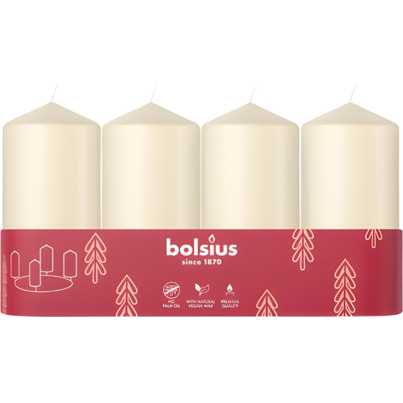 Bolsius Свеча цилиндрическая 4 шт. &Oslash;100x48мм кремового цвета