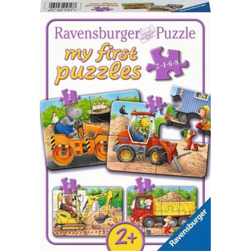 Ravensburger Пазл 2-4-6-8 Животные на стройке 2+