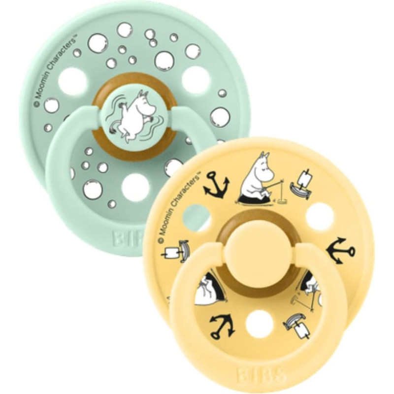 Bibs x Moomin &ndash; Colour Round круглые пустышки Sailing - Nordic Mint Mix 6-18м 2шт