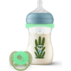 Подарочный набор Philips Avent SCD838/17: бутылочка 260 мл Night + пустышка Responsive Pacifier Night Natural