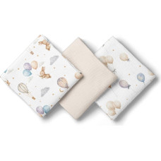 Bocioland 3008 MUSLIN DIAPERS 70X70 3-PACK BEIGE BL300