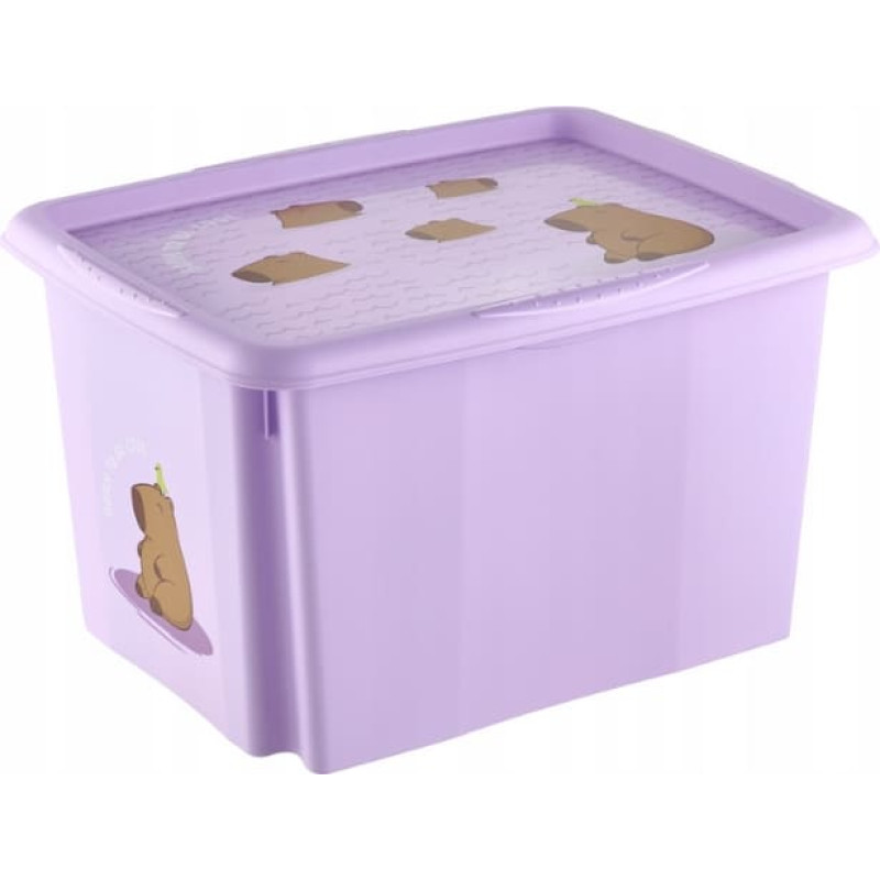 Keeeper Коробка с крышкой, 30 л, &laquo;Капибара&raquo; Каролина, 45x35x27 см, нежно-фиолетовый цвет.