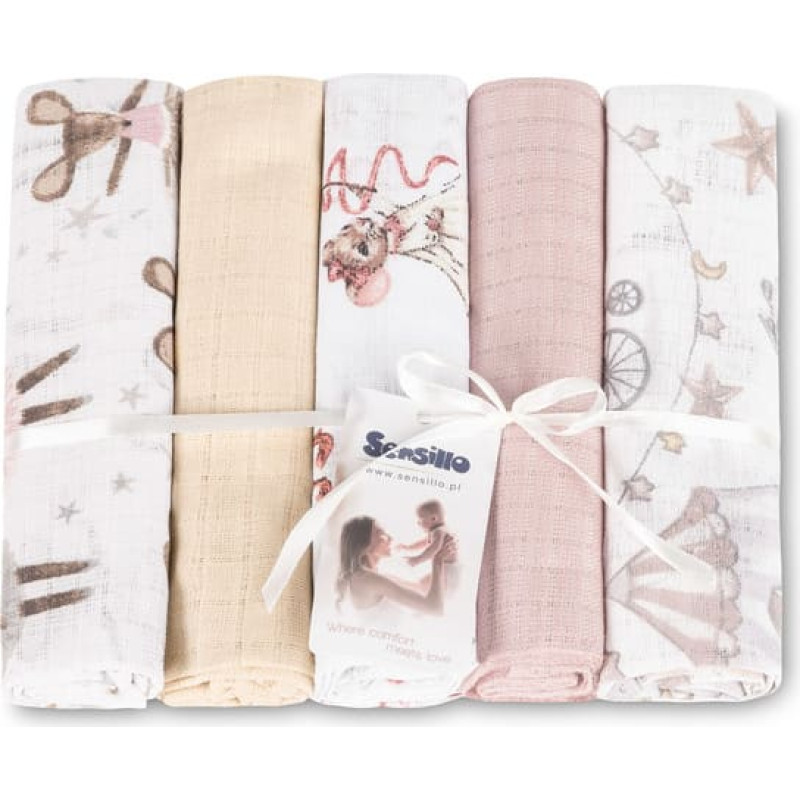 Sensillo TETRA DIAPER 70X80 5-PACK MOUSE PINK