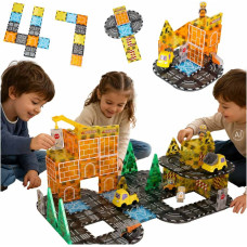 Klocki magnetyczne konstrukcyjne 3D budowa maszyny budowlane 92 elementy