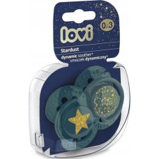 Lovi 22/892 Smoczek silikonowy dynamiczny 0-3 m 2 szt Stardust green