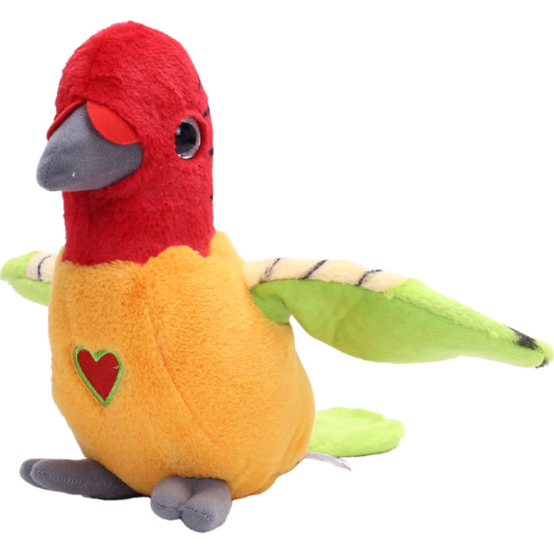 Happy Yappers Interactive Plush Toy Red-Orange Parakeet, 9474
