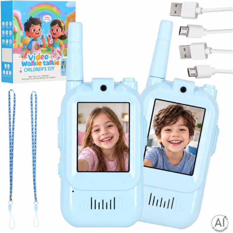 Walkie talkie krótkofalówki dla dzieci kamera funkcja wideo niebieskie