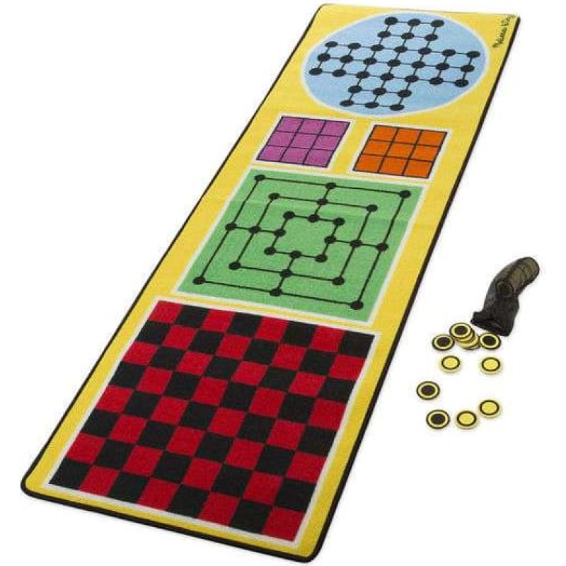 Melissa & Doug Melissa&Doug 4 in1 Game Rug Art.19424 Детский коврик для игр 199.4 x 67.3 см + 36 деревянных фишек/шашек