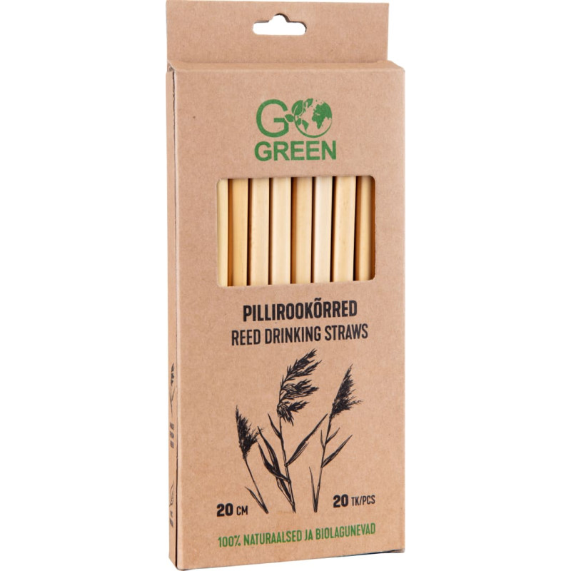 Gogreen Компостируемые тростниковые соломинки Go Green 20 шт./ 0,08 кг