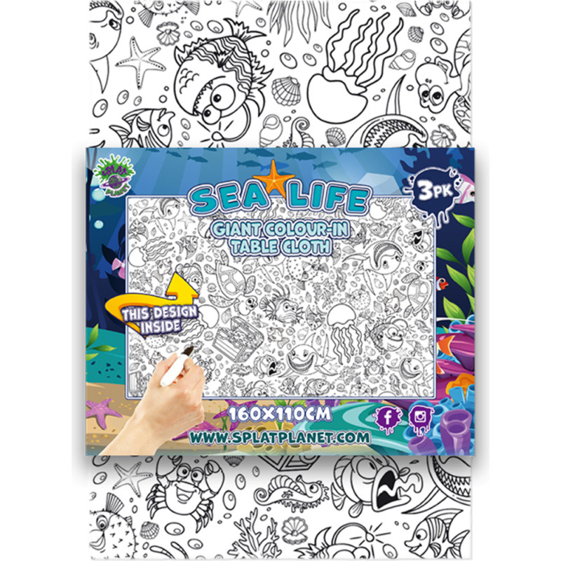 Splat Planet colour-in tablecloths, Sea Life, 2 pcs.