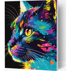 Splat Planet pixel art BRIGHT COLOURED CAT 30x40 cm