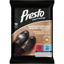 Presto Салфетки влажные для чистки обуви и кожаных изделий 15 шт.