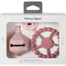 Tommee Tippee silicone pacifier with pacifier case and teething ring, pink, 433609