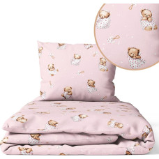 Ankras Cover set -  2 pcs - 135x100, 40x60 - BEAR in BLANKET - PINK