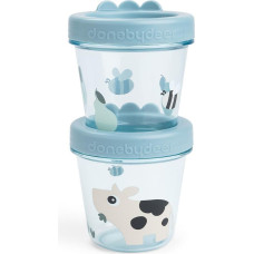 Done By Deer Baby food container 2-pack Tiny farm Blue