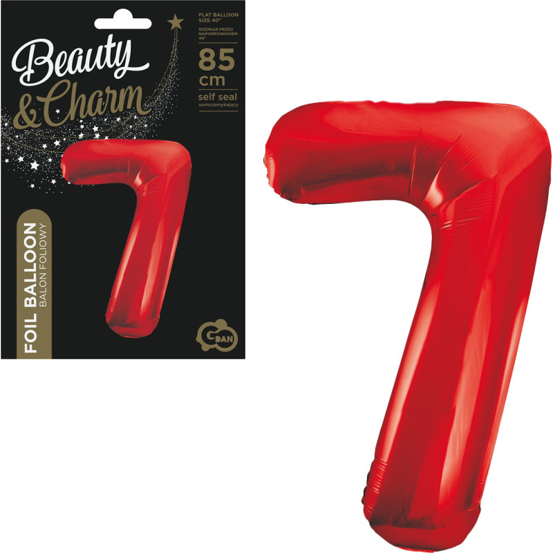 BALON FOLIOWY CYFRA 7 CZERWONA