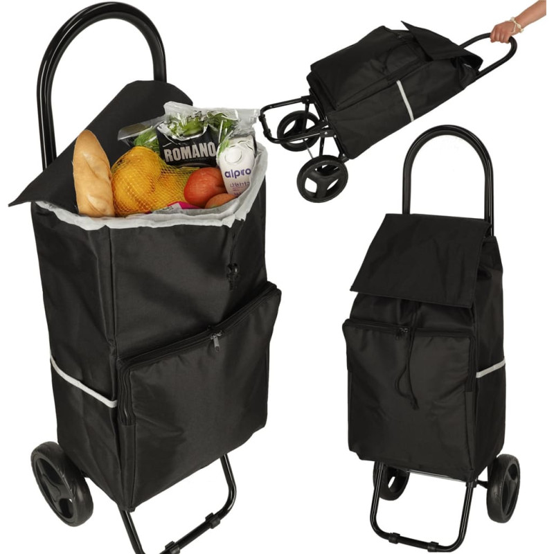 Сумка для покупок на колёсах с рамой, чёрная, 95 см