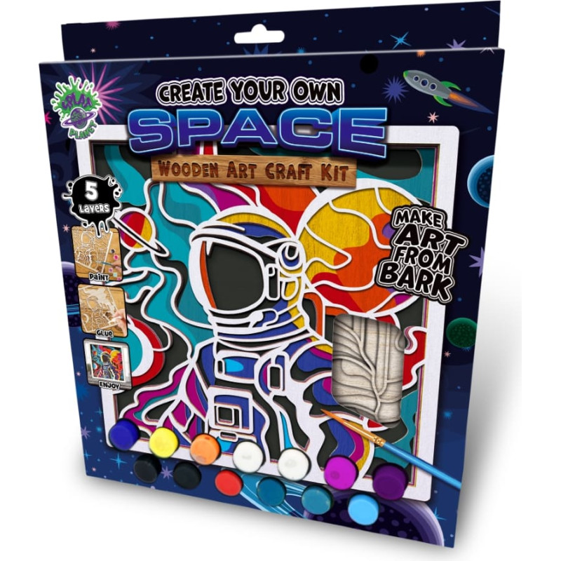 Splat Planet 3D wood art, Space