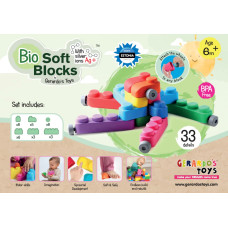 Gerardo's Toys Pehmete klotside komplekt + rattad 33 tk