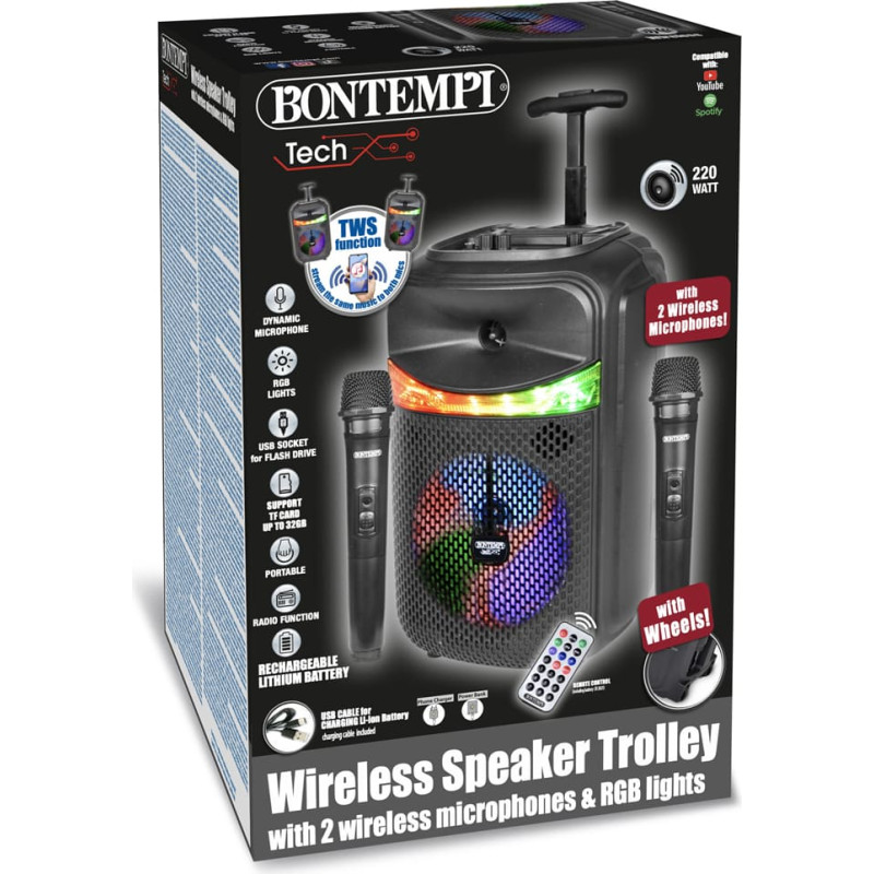 Bontempi wireless speaker with 2 microphones and RGB lights, 49 1070