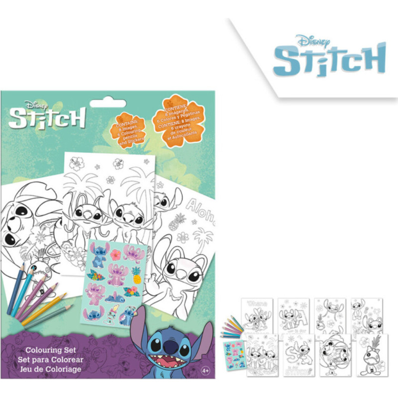 Kids Euroswan - Akcesoria Licencyjne COLORING SET WITH STICKERS STITCH