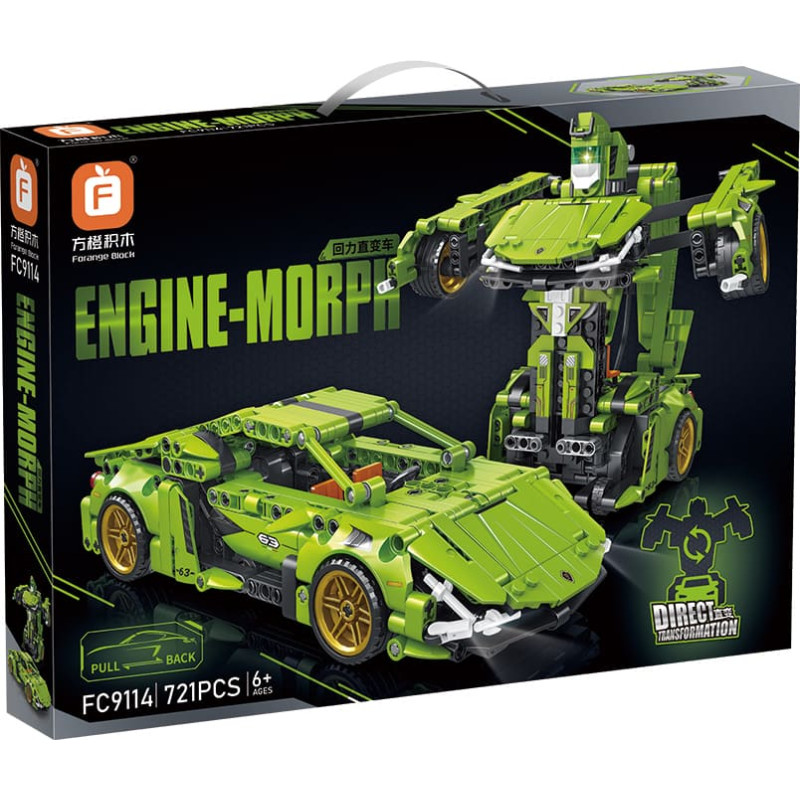 Klotsikomplekt 2in1 auto+robot 721 osa